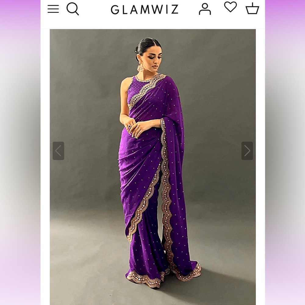 Glamwiz purple sari: pre-stitched georgette saree - New